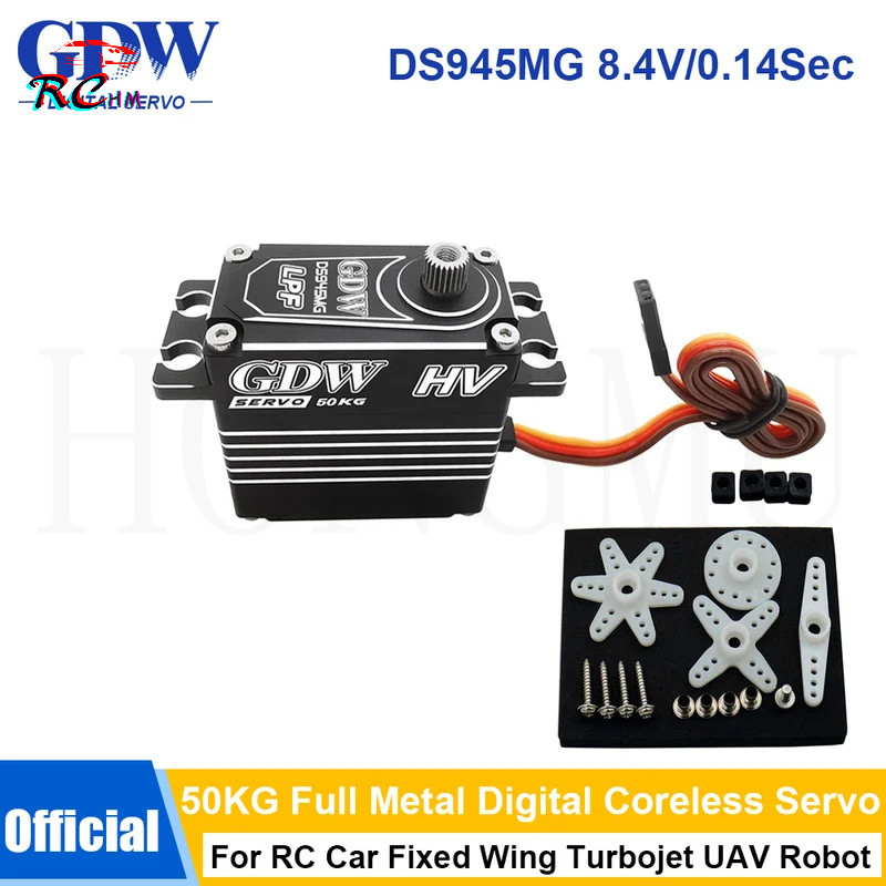 GDW RC Servo DS945MG 50KG Hi-Torque Full Metal Shell เฟืองเหล็กดิจิตอล Coreless มอเตอร์สําหรับรถ RC 