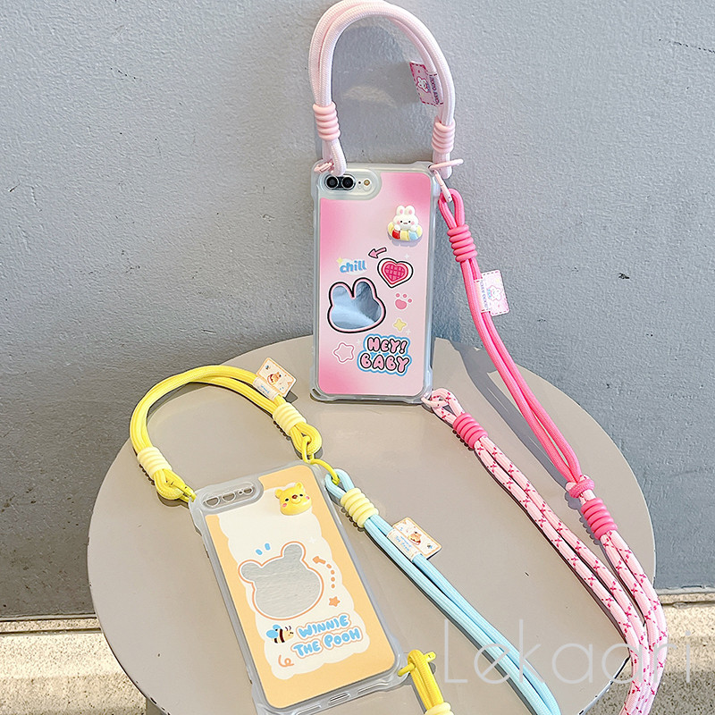 เคสหลังการ์ตูนน่ารักสําหรับ Redmi A5 Note 14 13 Pro Plus + เคสกระจก Anti-Drop สายรัดป้องกันมุมฝาครอบโทรศัพท์