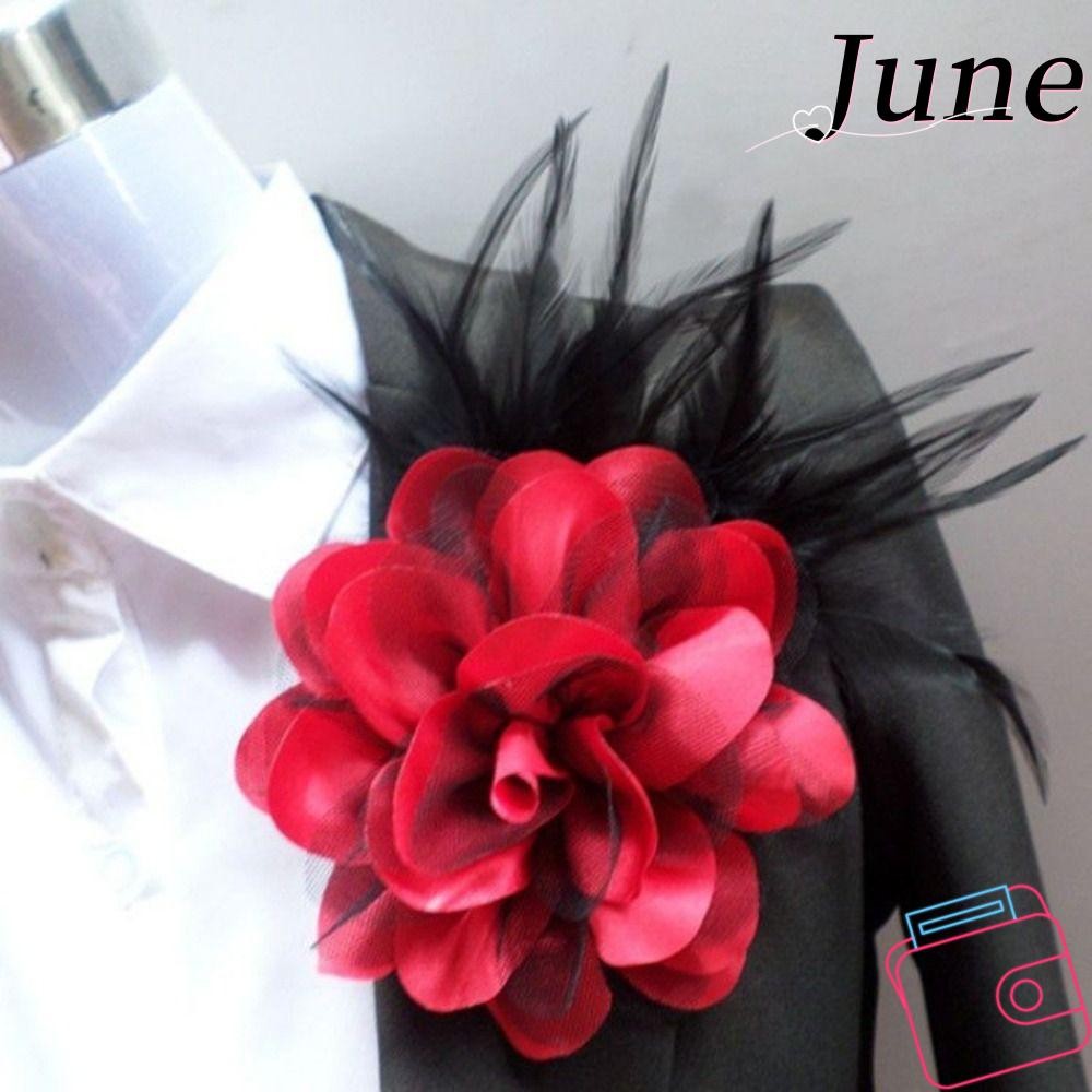 เข็มกลัดดอกไม้ใหญ่ เครื่องประดับ Corsage สำหรับเสื้อกันหนาว สไตล์ทำมือสีทึบ พินสำหรับงานแต่งงาน