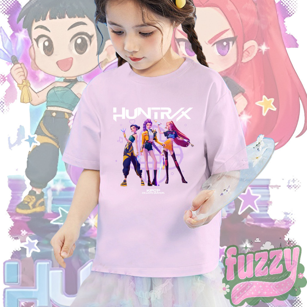 COD เสื้อยืด Kpop Huntrix ลาย Mira, Rumi, Zoey แบบแขนสั้น ผลิตจากผ้าฝ้าย เหมาะสำหรับเด็กและวัยรุ่น 90-150 T08