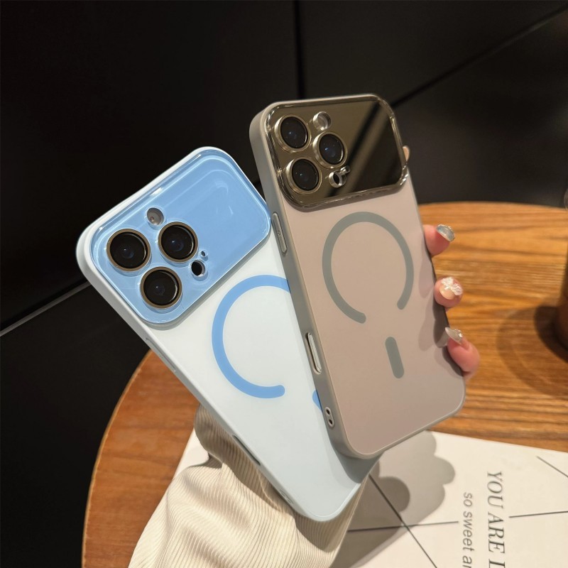 17 Design Large Window/TPU soft case/Titanium Grey เคส เข้ากันได้กับ iPhone 17 16 15 14 13 12 Pro Max case แม่เหล็ก