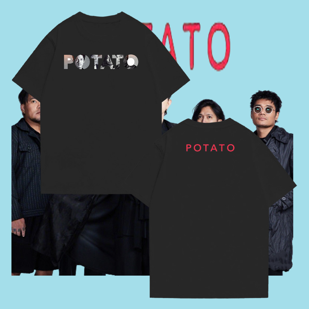 เสื้อยืดผ้าฝ้ายพิมพ์ลาย Potato Band ไซส์ S-5XL เหมาะสำหรับทุกเพศ พร้อมส่งไว