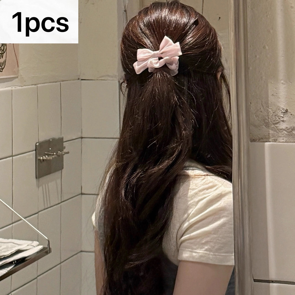 สร้อยผมคล้องหู PEARLESCENT ORGANZA BOW SCRUNCHY สไตล์เกาหลี เข้าได้กับทุกทรงผม