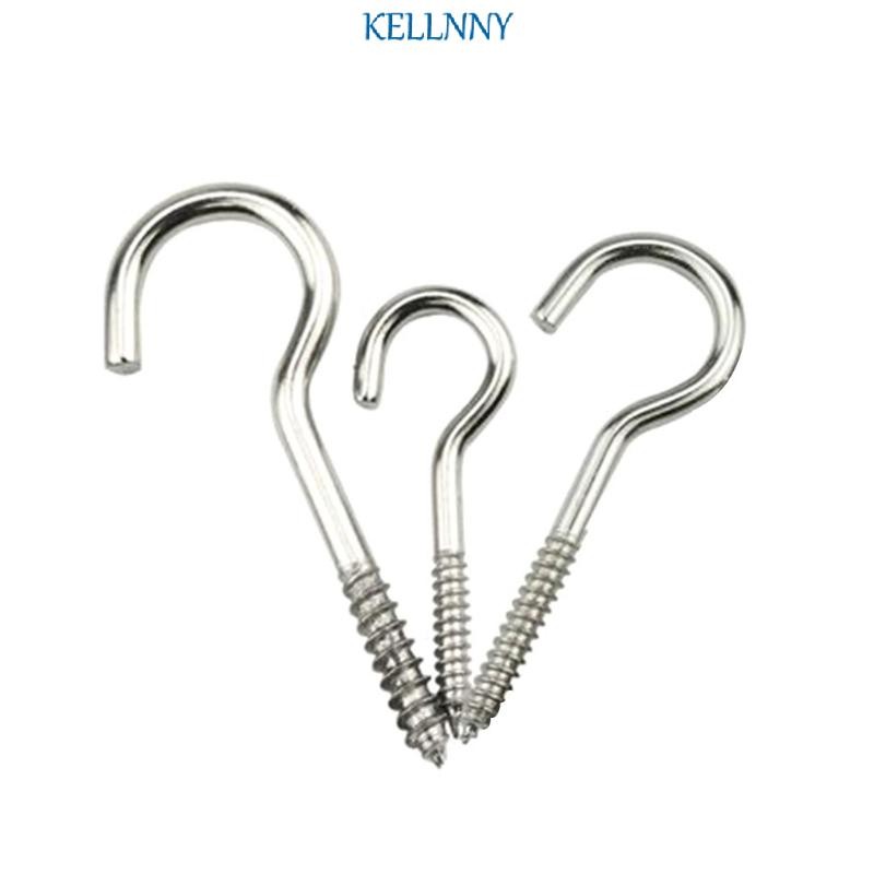 Kelln 20 Pack C-Shape Screw-in Hooks สําหรับแขวนไฟ Wind Chimes (M3 M4 M5 )
