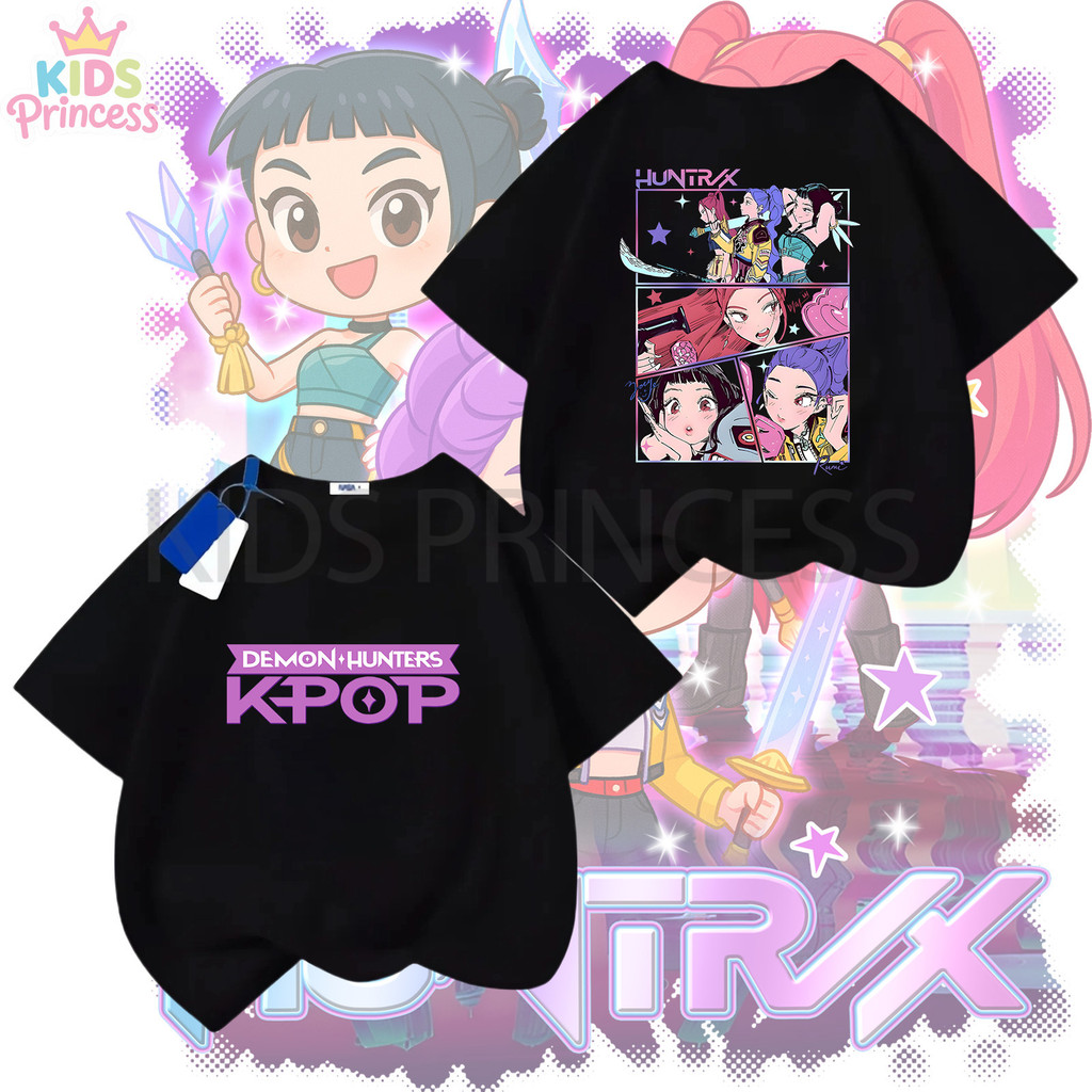 เสื้อยืดสำหรับเด็กและวัยรุ่น Kpop Demon Hunters ทำจากผ้าฝ้าย  แขนสั้น สไตล์ Huntrix Boys01 90-150 N8