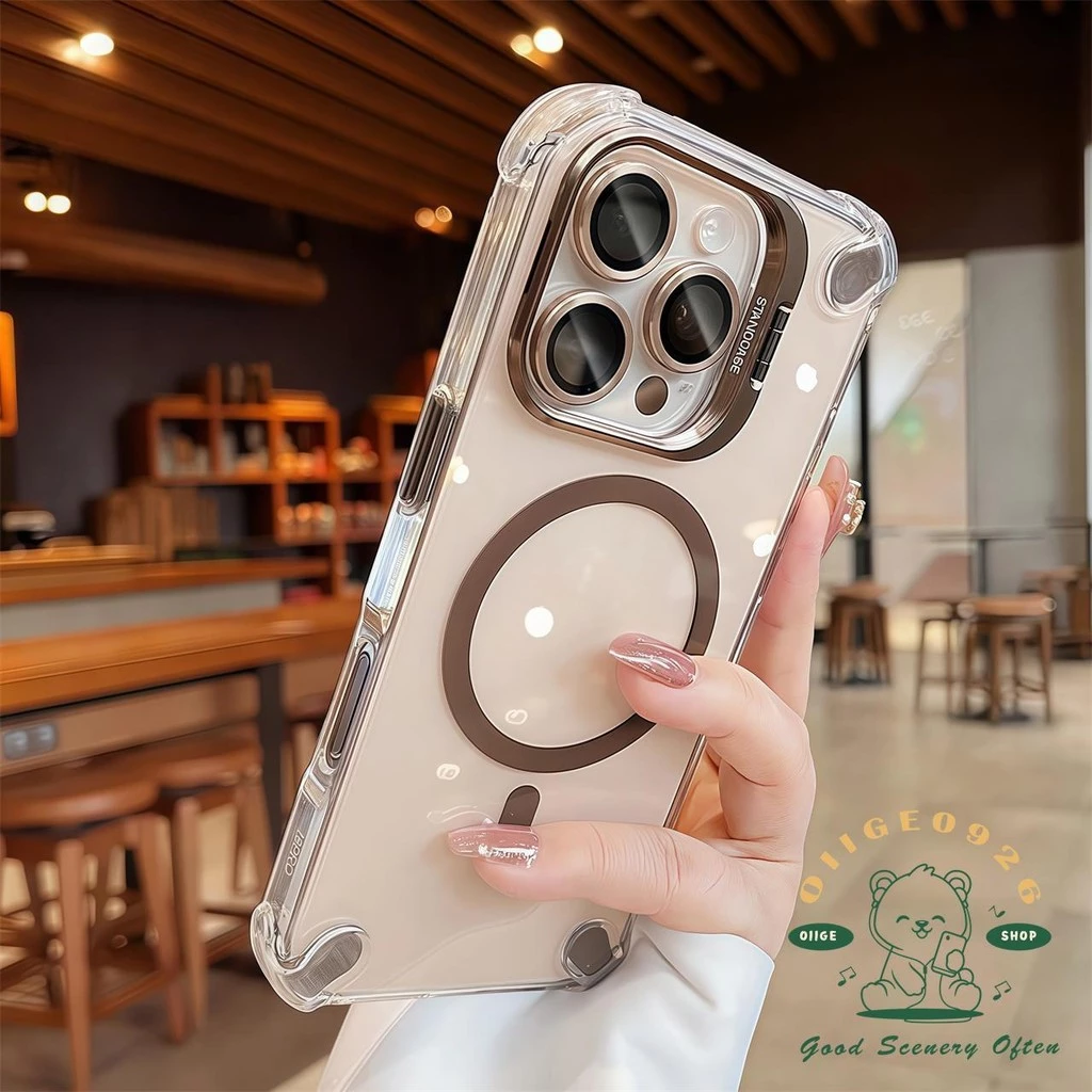 Anti drop อะคริลิคโปร่งใสวงเล็บแม่เหล็กเคสโทรศัพท์ iphone16 Pro Max 15 14 13 12 สําหรับ iPhone กรณีซิลิโคน soft shell TPU กันกระแทก