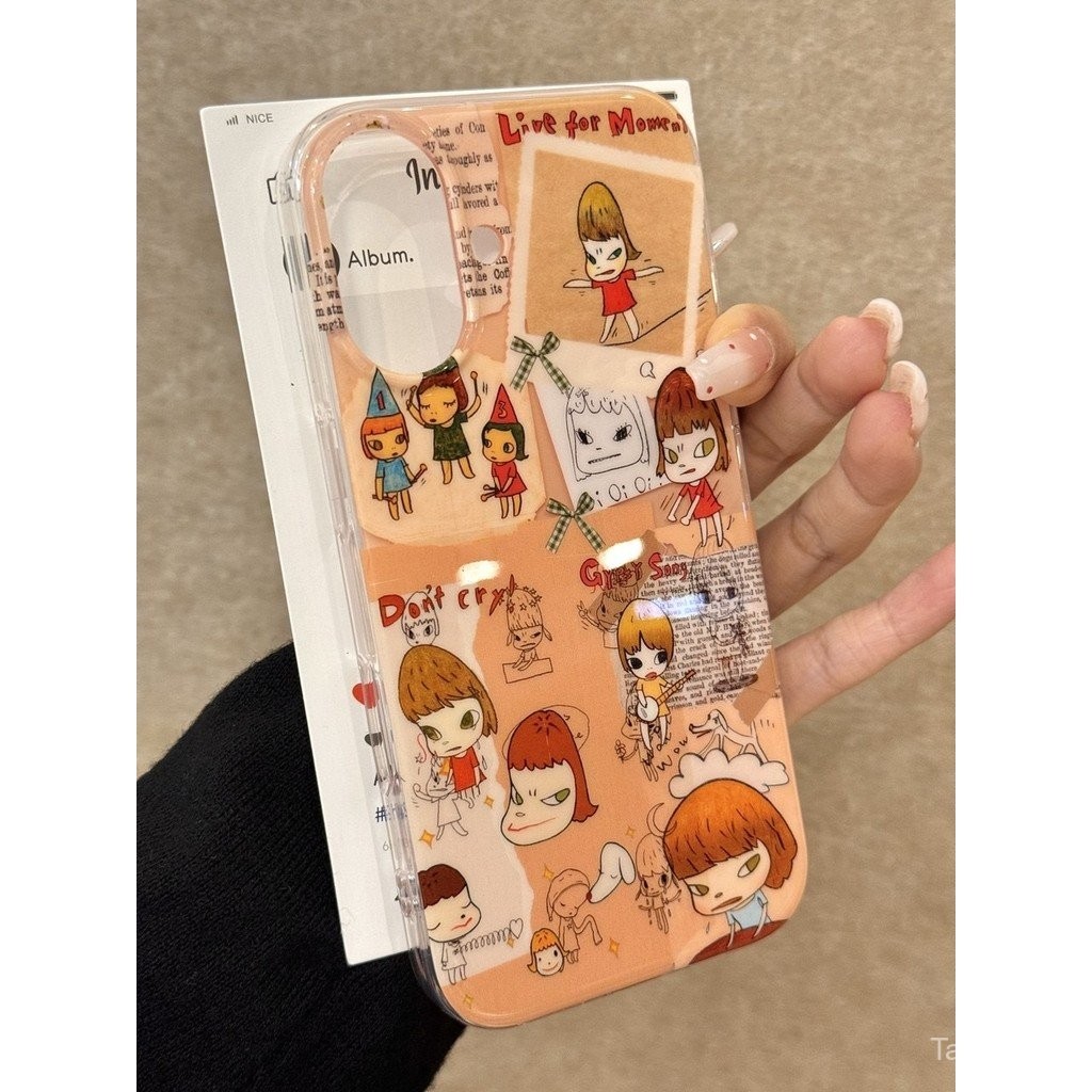 เคสโทรศัพท์ เหมาะสําหรับ iPhone 11 12 13 14 15 16 17 Pro max Plus Air น่ารัก Graffiti เย็บ Yoshitomo Nara กันกระแทกกันกระแทกเคสรวมทุกอย่าง