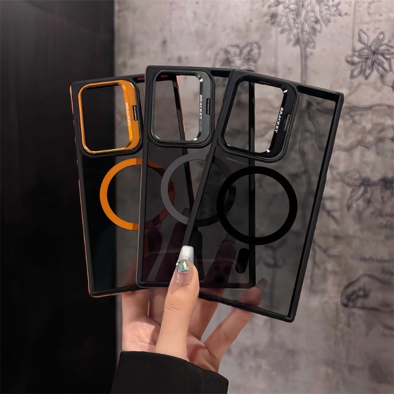 หรูหราโปร่งแสงแม่เหล็กเลนส์โลหะวงเล็บเคสโทรศัพท์สําหรับ Samsung Galaxy S25 S24 S23 S22 Ultra Plus 23FE 24FE กันกระแทก Antiskid ฝาครอบ ราคา ถูกที่สุด ดีลบีเคเค แกลเลอรีภาพที่ 7