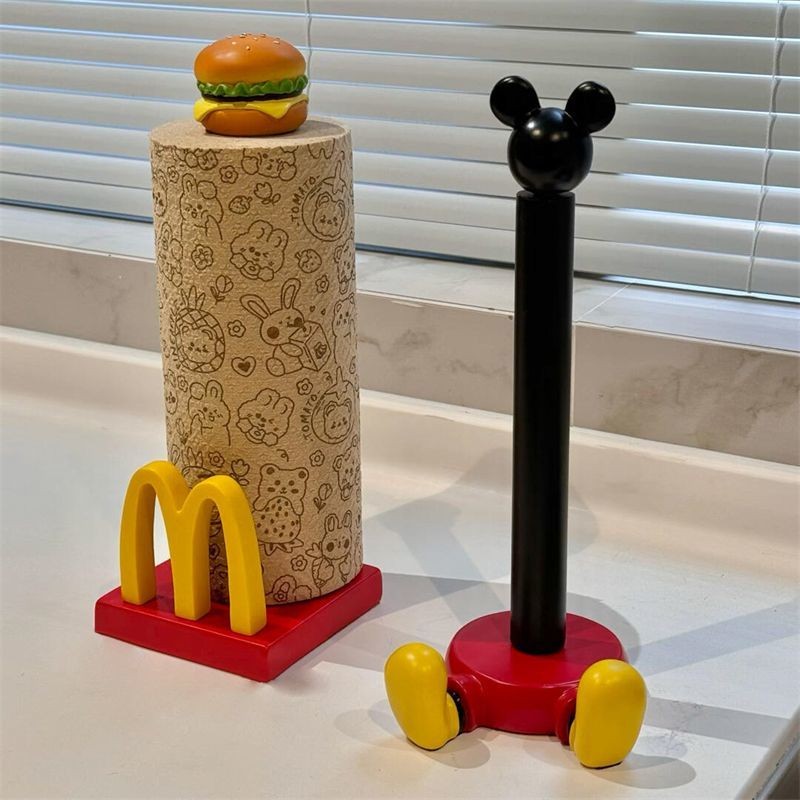 ❤Molly Preferred การ์ตูน Mickey Kitchen Towel Holder McDonalds Vertical Roll Paper Hanger Lazy Rag Holder น่ารักเครื่องประดับตกแต่งห้องครัว