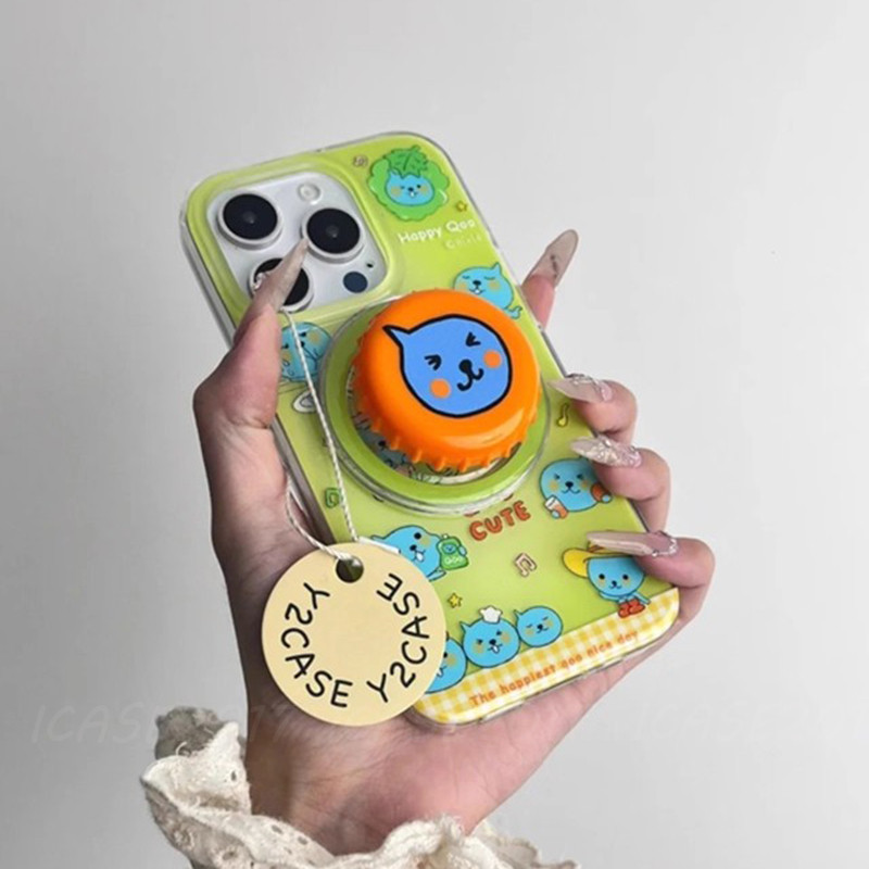 SAMSUNG สีส้มโซดาฝาขวดวงเล็บแม่เหล็กSamsung S25 edge S24 S23 S22+S21 FE Note20 Ultra Shock-Resistantเคสโทรศัพท์
