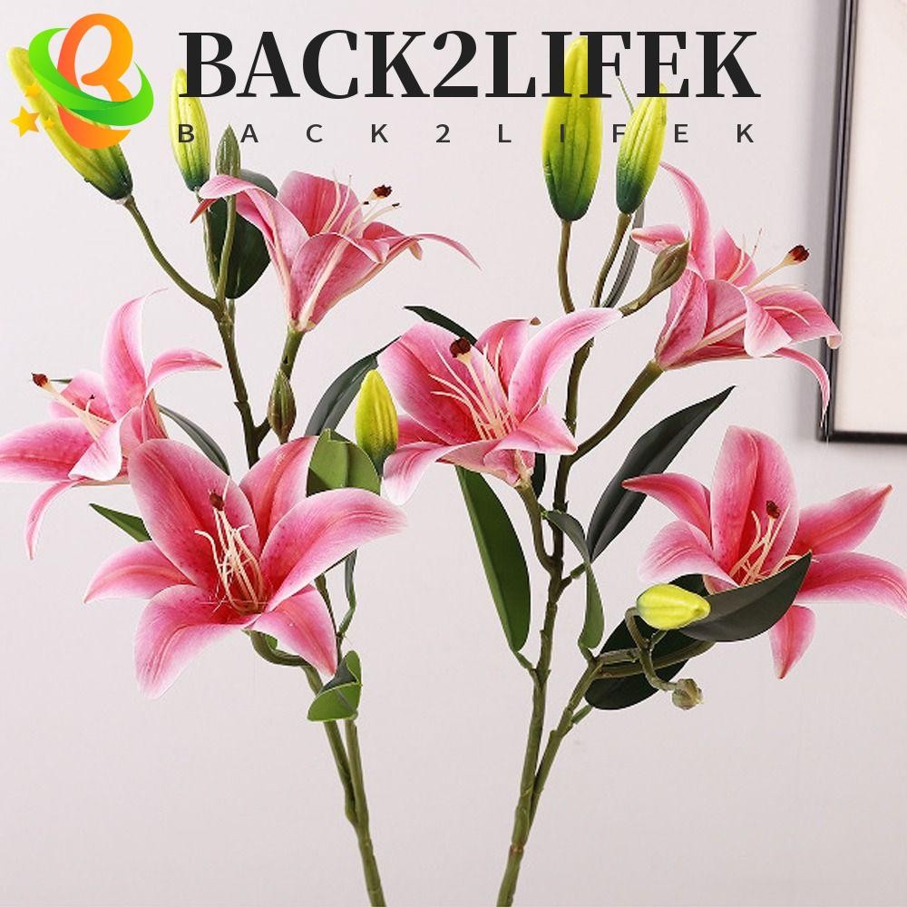 BACK2LIFEK สาขาดอกไม้ประดิษฐ์, 80 ซม.ผ้าไหมลิลลี่ลายดอกไม้ Brownii,อุปกรณ์ถ่ายภาพพลาสติกทําด้วยมือสัมผัสจริงดอกไม้ปลอมตกแต่งสวนกลางแจ้ง