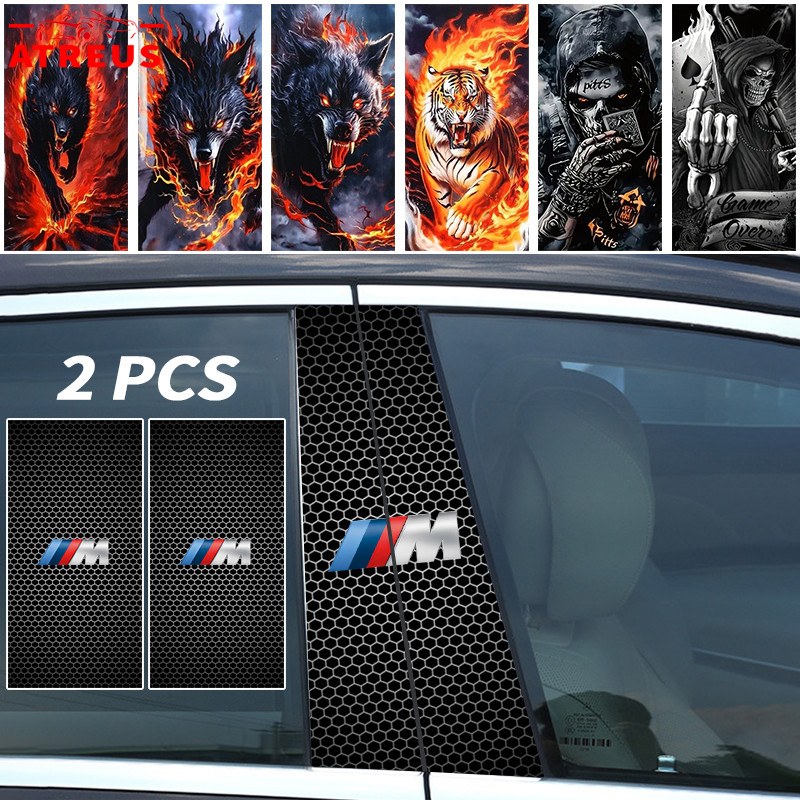 2ชิ้น BMW M สติกเกอร์ติดเสาประตูรถยนต์ แผ่นติดเสาประตู สติกเกอร์ เสากลางหน้าต่าง B คอลัมน์สติกเกอร์ 