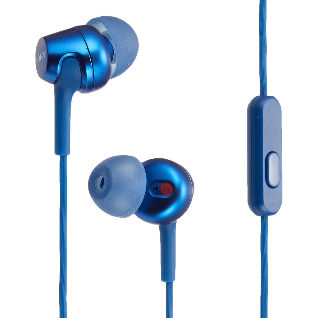 SONY Earphones MDR-EX255AP: Canal Type with Remote and Mic Blue MDR-EX255AP L