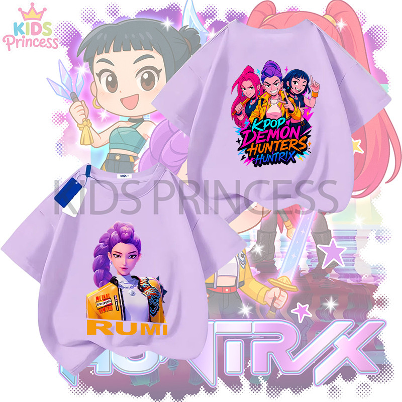 COD (จัดส่งตลอด 24 ชั่วโมง) Kpop Demon Hunters ผ้าฝ้าย 100% เสื้อเชิ้ต 90-150CM N232