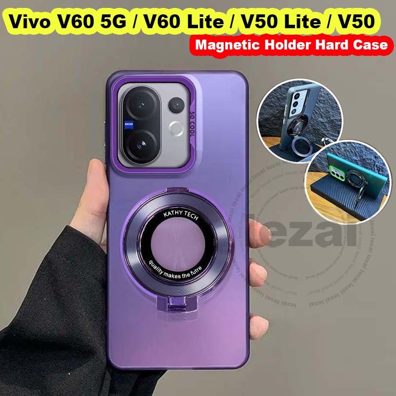 เคสVivo V60 V 60 5GเคสHard Vivo V60 Pro V50 Lite 5G กรณีแม่เหล็กขาตั้งกันกระแทก Matte ฝาหลัง