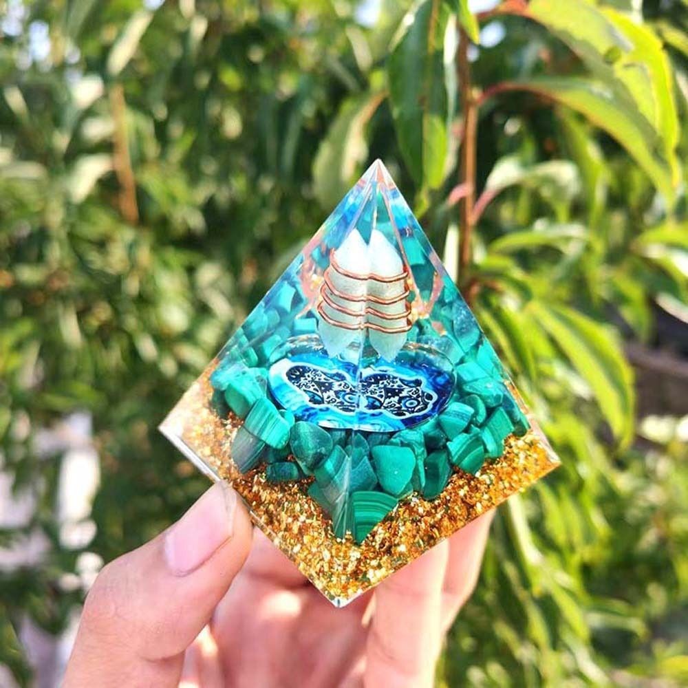 DANILOWM Evil Eye เครื่องประดับ, Fortune Lucky Energy Orgone พีระมิดตุ๊กตา,ของขวัญวันเกิดเรซิ่น Drop กาวคริสตัลหิน Evil Eye Pyramid Home Office - รูปที่ 7