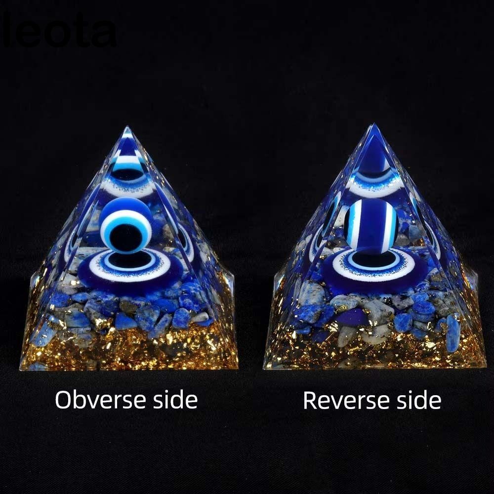 LEOTA Evil Eye เครื่องประดับ, Energy Orgone คริสตัลหินพีระมิดตุ๊กตา,ของขวัญวันเกิดเรซิ่น Drop กาว Fortune Lucky Evil Eye พีระมิดตกแต่งงานฝีมือ