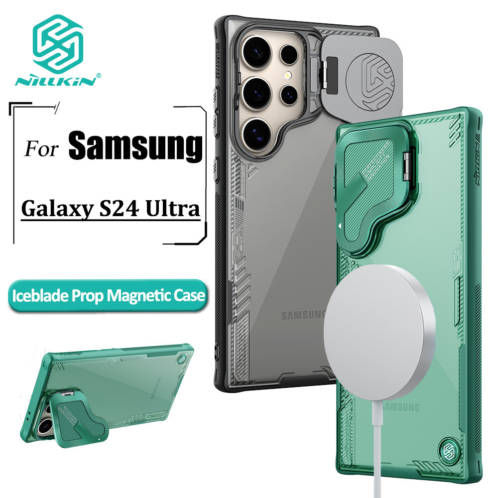 Nillkin Iceblade Prop เคสแม่เหล็กสําหรับ Samsung Galaxy S24 Ultra เคสโทรศัพท์แบบฝาพับเลนส์ฝาหลังป้องกัน (เฉพาะพร้อมฟังก์ชั่นดูดแม่เหล็ก)