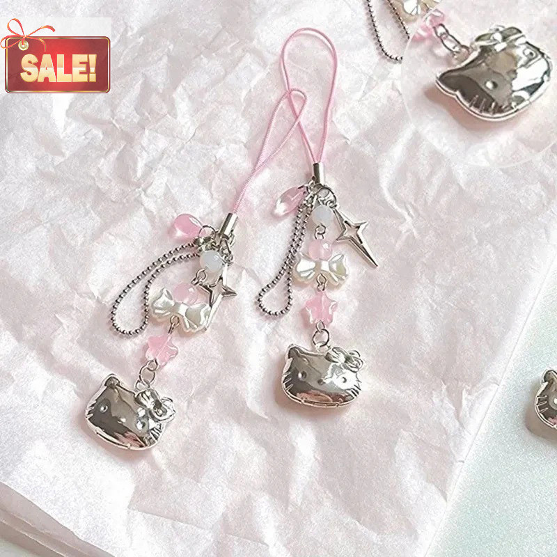 Bl Kawaii ลูกแมวหวานโทรศัพท์มือถือเชือกเครื่องประดับอะนิเมะ Handmade ลูกปัด Strand Dangle จี้ DIY เครื่องประดับอุปกรณ์เสริมของเล่น A
