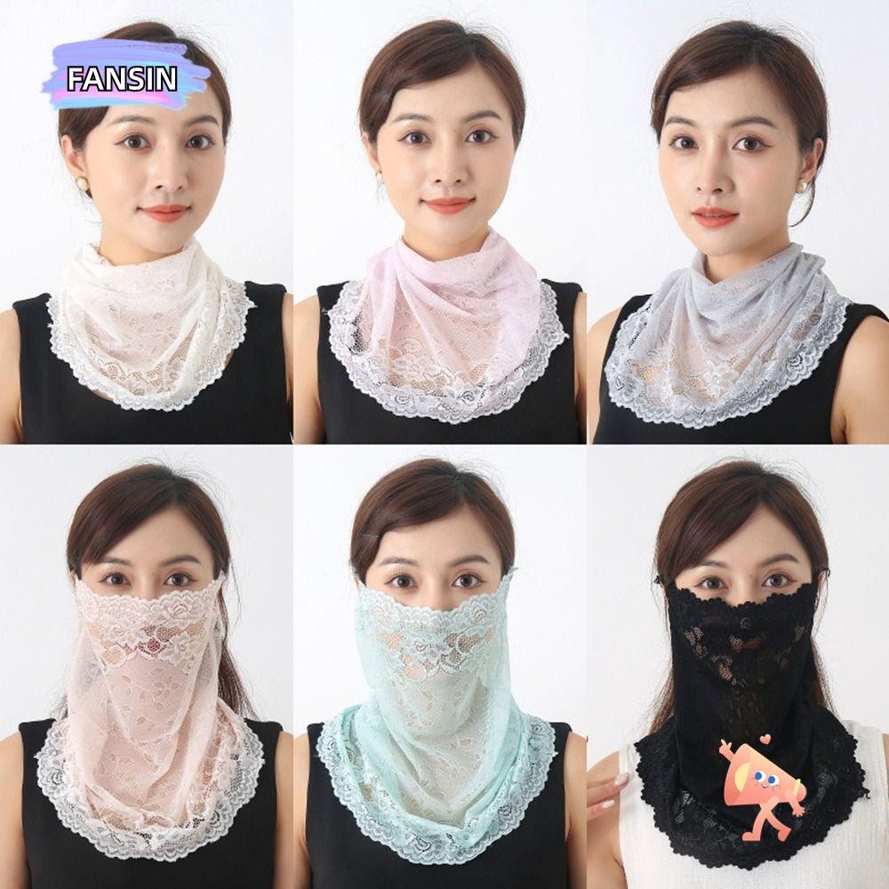 Fansin Face Bandana, Anti-UV Washable Sunscreen Face Scarf, สบาย UV Protection Lace Neck Summer
