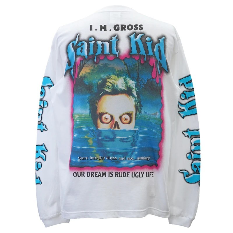 Saint MICHAEL The Kid LAROI LS TEE Co-Branded Pure Cotton พิมพ์เสื้อยืดแขนยาวผู้ชายผู้หญิงสไตล์เดียวกัน