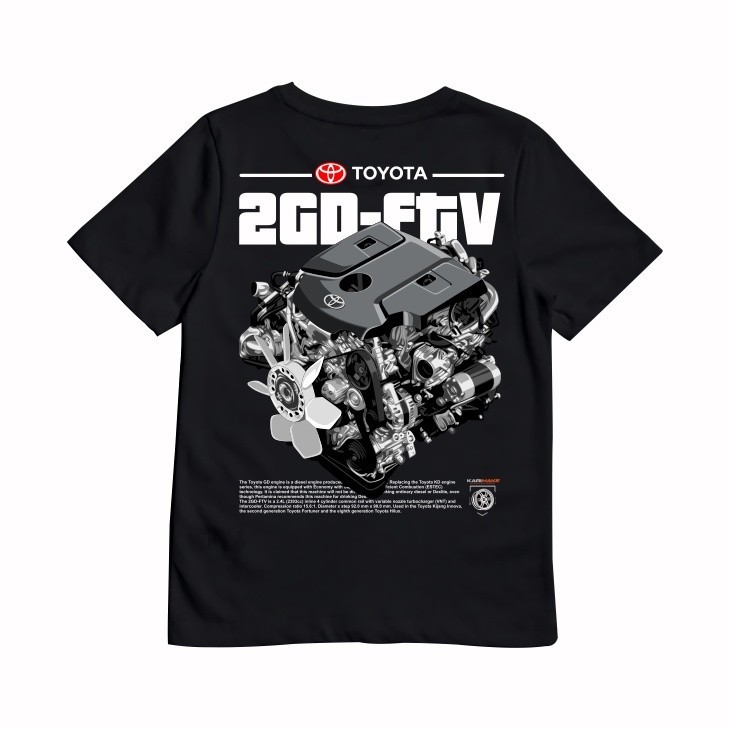 【HOT】K เสื้อยืดลําลอง แขนสั้น พิมพ์ลาย 2GD-FTV Engine TOYOTA KIJANG INNOVA FORTUNER HILUX สําหรับเด็
