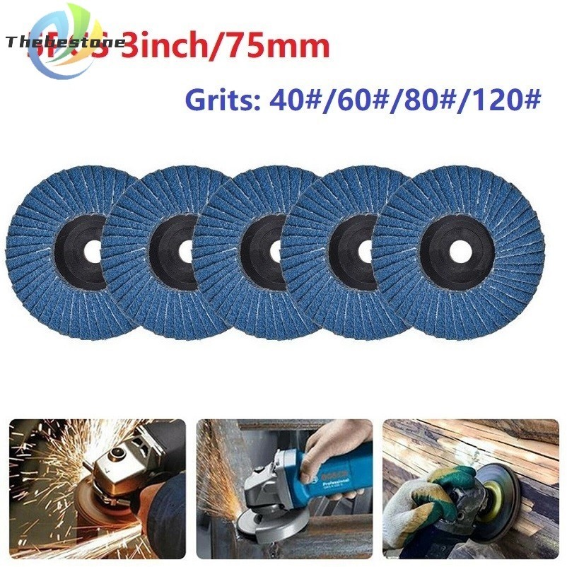 Thebest 07125pcs 3 นิ้ว Flat Flap Discs 75 มม.บดล้อตัดไม้สําหรับเครื่องบดมุม
