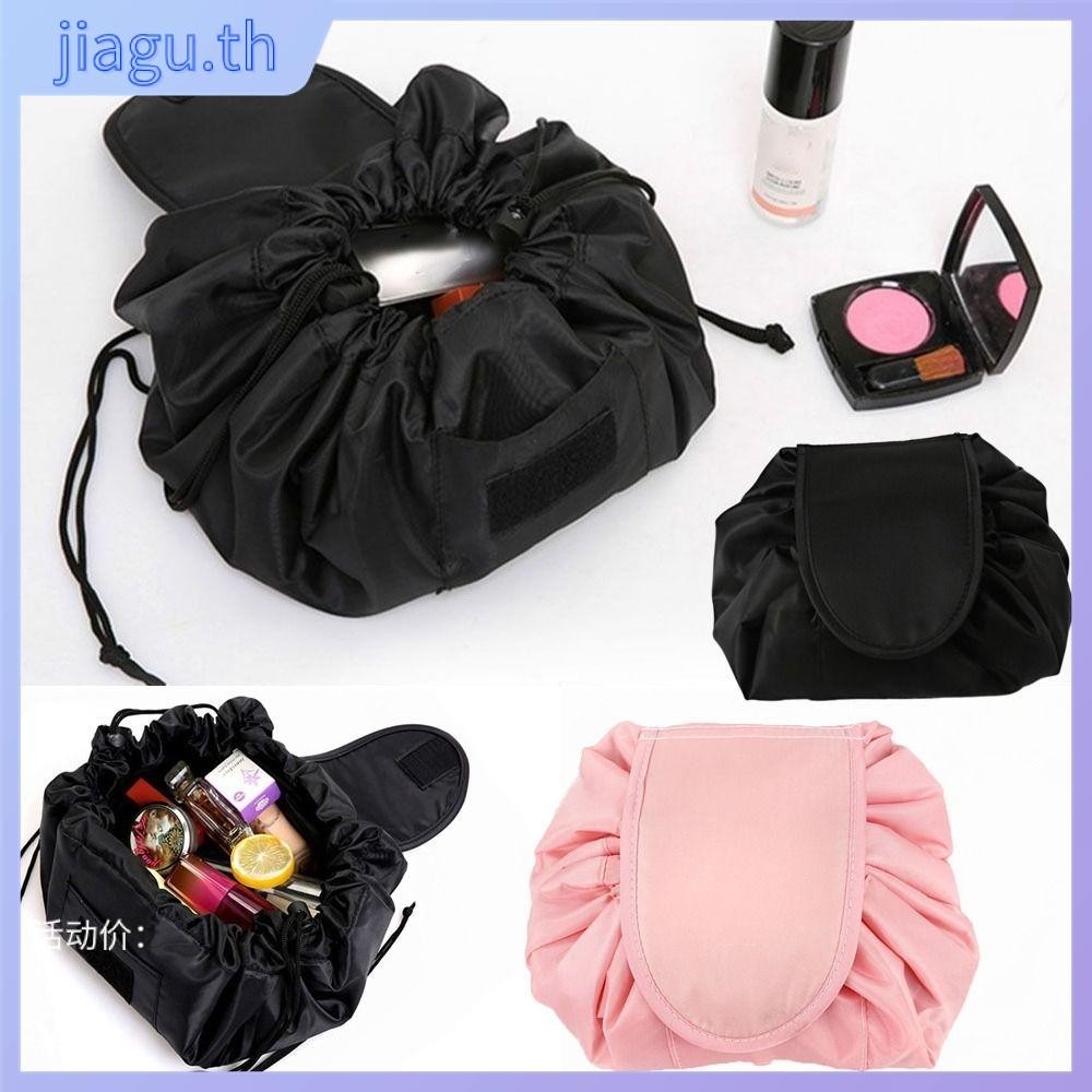Jiagu อุปกรณ์แต่งหน้า, กระเป๋าเครื่องสําอางแบบมีเชือกรูดแบบพับได้, กระเป๋าเดินทางแฟชั่นกล่องความงามผู้หญิง