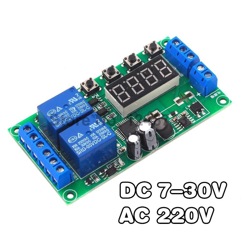 ❂2 Channel Delay Relay Module Pulse Trigger Power-off Cycle Timing DC 7-30V AC 220V