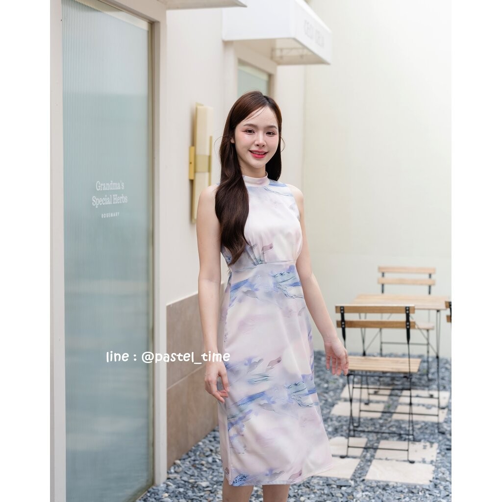 Milly Bow Dress : Violet Candy โทนสีชมพู-ฟ้า-ม่วง