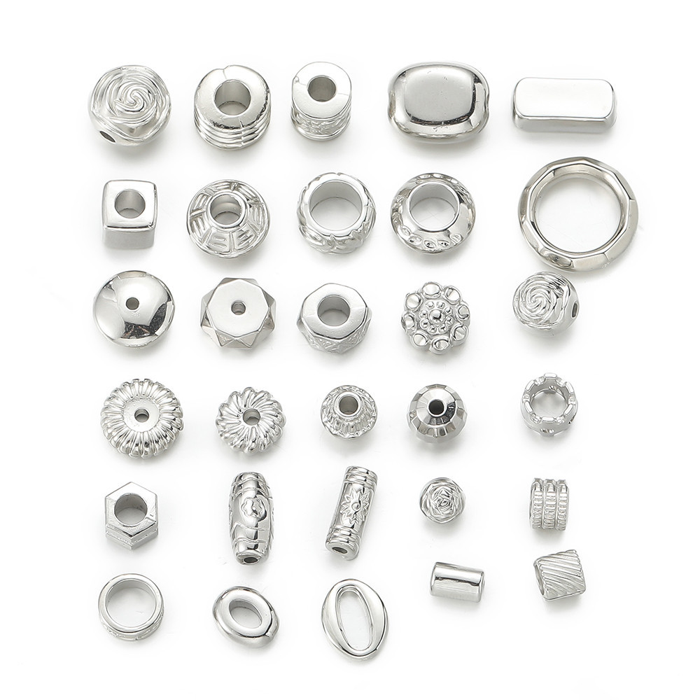 ลูกปัดรูกลวง ลูกปัดคั่น 10-50ชิ้น แบบเงิน สำหรับDIYสร้อยข้อมือ-สร้อยคอ