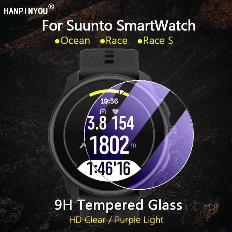 สําหรับ Suunto Ocean RACE S SmartWatch Ultra Clear/Anti Purple Light 2.5D ฟิล์มกระจกนิรภัยป้องกันหน้