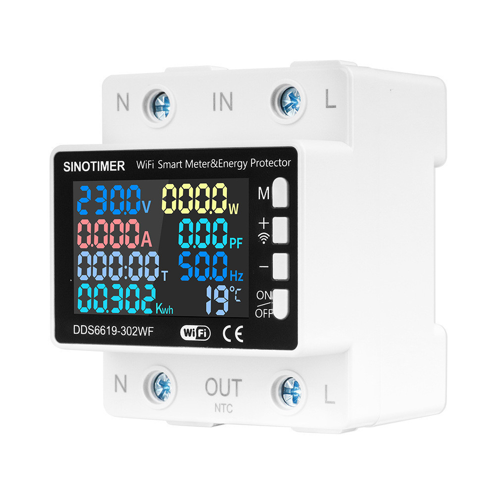 Tuya WiFi มัลติฟังก์ชั่นแรงดันไฟฟ้า/Current/Watt/Frequency Meter Over และ Under Voltage Protector รี