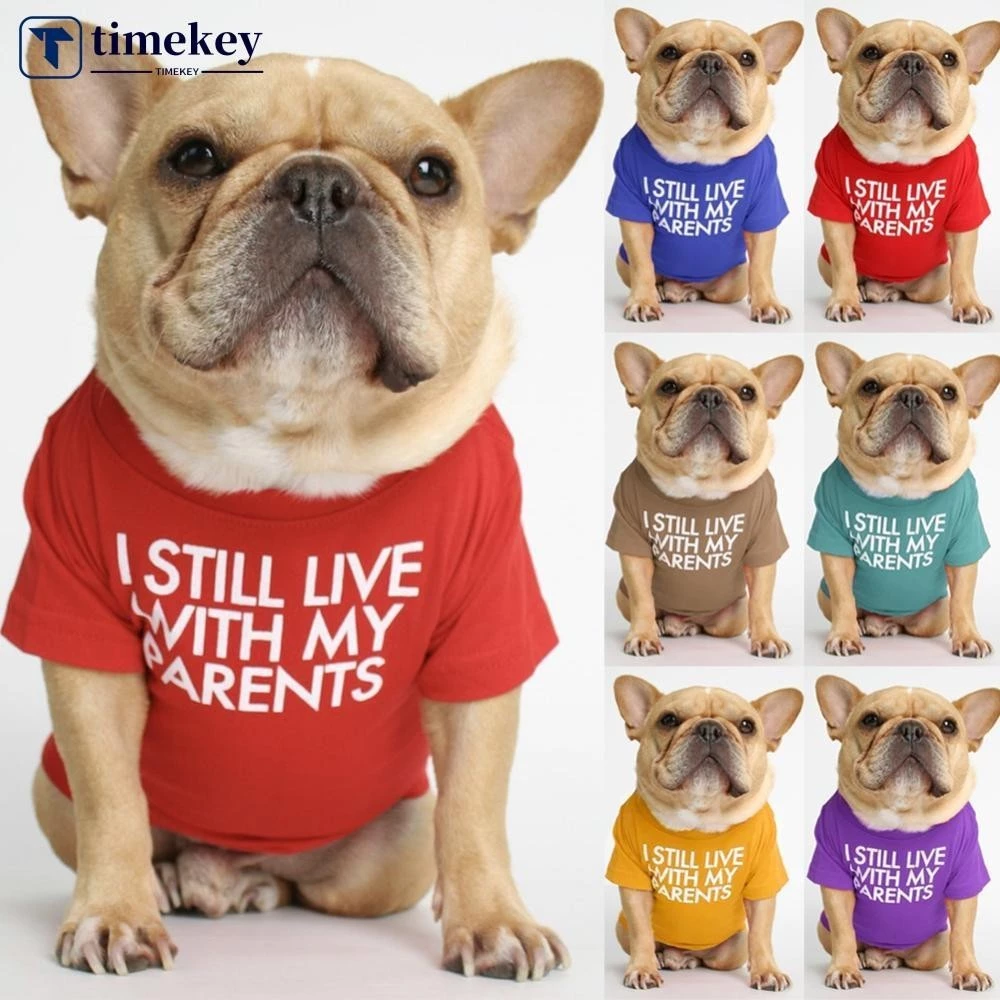 Timekey เสื้อยืดผ้าฝ้ายพิมพ์ลายสุนัข S-2XL สำหรับ French Bulldog