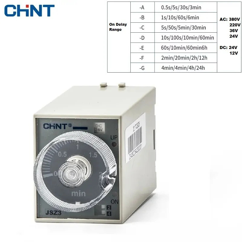 CHINT Time Power On Relay JSZ3A-A JSZ3A-B JSZ3A-C JSZ3A-D JSZ3A-E 1S 5S 10S 30S 60S 1M JSZ3A-Z3A-V A