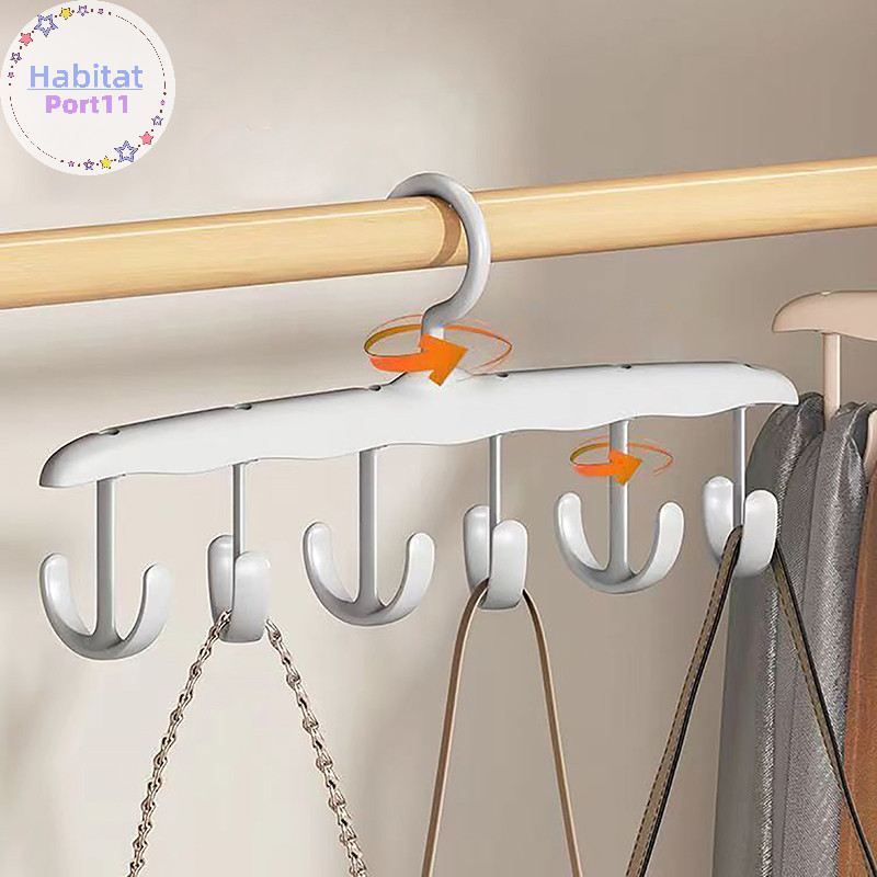 Habitatport 1PC ไม้แขวนเสื้อสําหรับตู้เสื้อผ้า,360°Rotag Multi-Functional Racks พร้อมตะขอสําหรับกระเป๋าเข็มขัดหมวกยกทรง,ประหยัดพื้นที่เสื้อกั๊กชั้นเก็บ th ราคา ถูกที่สุด ดีลบีเคเค แกลเลอรีภาพที่ 9