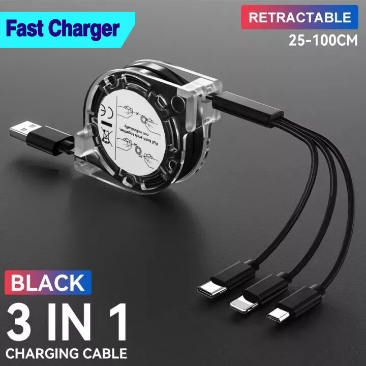 3 in 1 สายชาร์จ ชนิด Micro USB แบบยืดหดได้ USB C Type-C