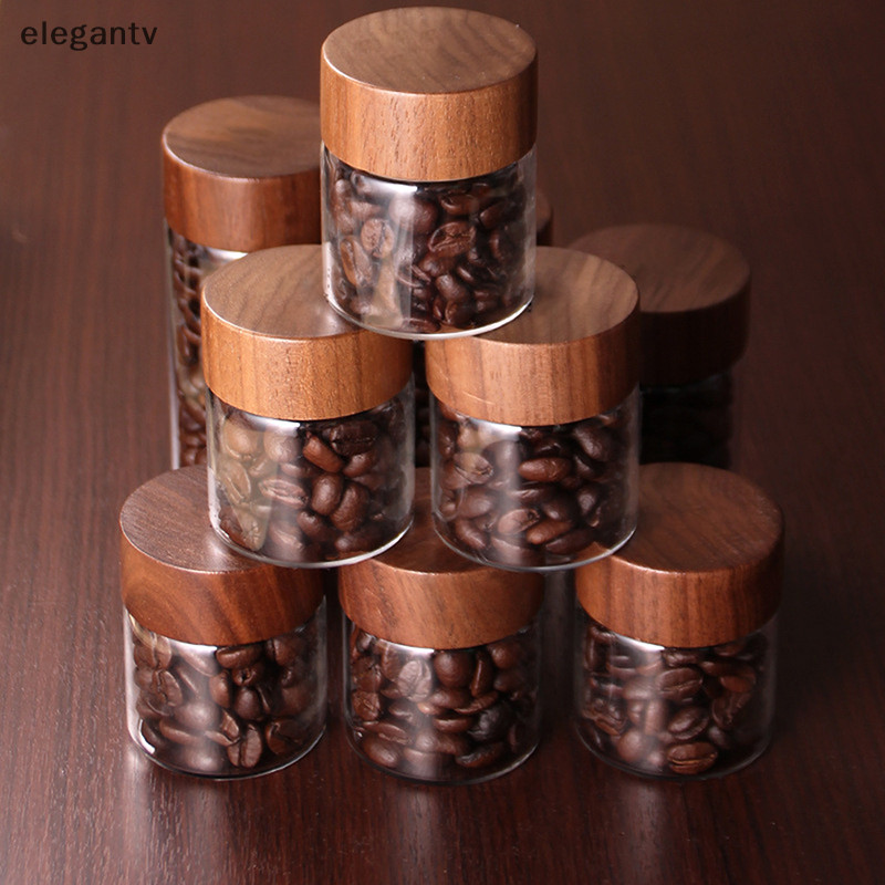 Egn หลอดแก้วเมล็ดกาแฟพร้อมเครื่องมือไม้หลอดบรรจุขวดเก็บเมล็ดพืชปิดผนึกกระป๋องสุญญากาศ N