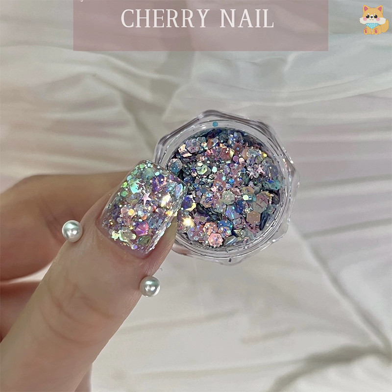 [VI] เล็บ Glitter เลื่อม 3d เลเซอร์เล็บ Flakes สีสัน Confetti สติกเกอร์อุปกรณ์แต่งเล็บ Make Up Diy Decals ตกแต่ง TH