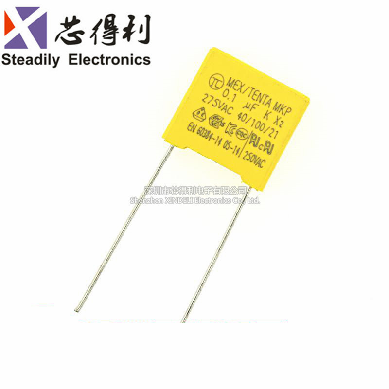 275v104k 0.1 UF 104KV 275VAC X2 ตัวเก็บประจุความปลอดภัย Pitch 10 มม.15 มม.275V104K 100NF 0.1 UF สีเหลืองสแควร์ Plug-In Capacitor