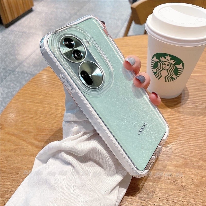 เคส OPPO Reno11F Reno11 Reno10 5G เคส Reno 11 10 Pro 11F 5G เคส โทรศัพท์มือถือเจลลี่ใส แบบนิ่ม หนา ป้องกันเลนส์กล้อง กันกระแทก สําหรับ 3 in 1
