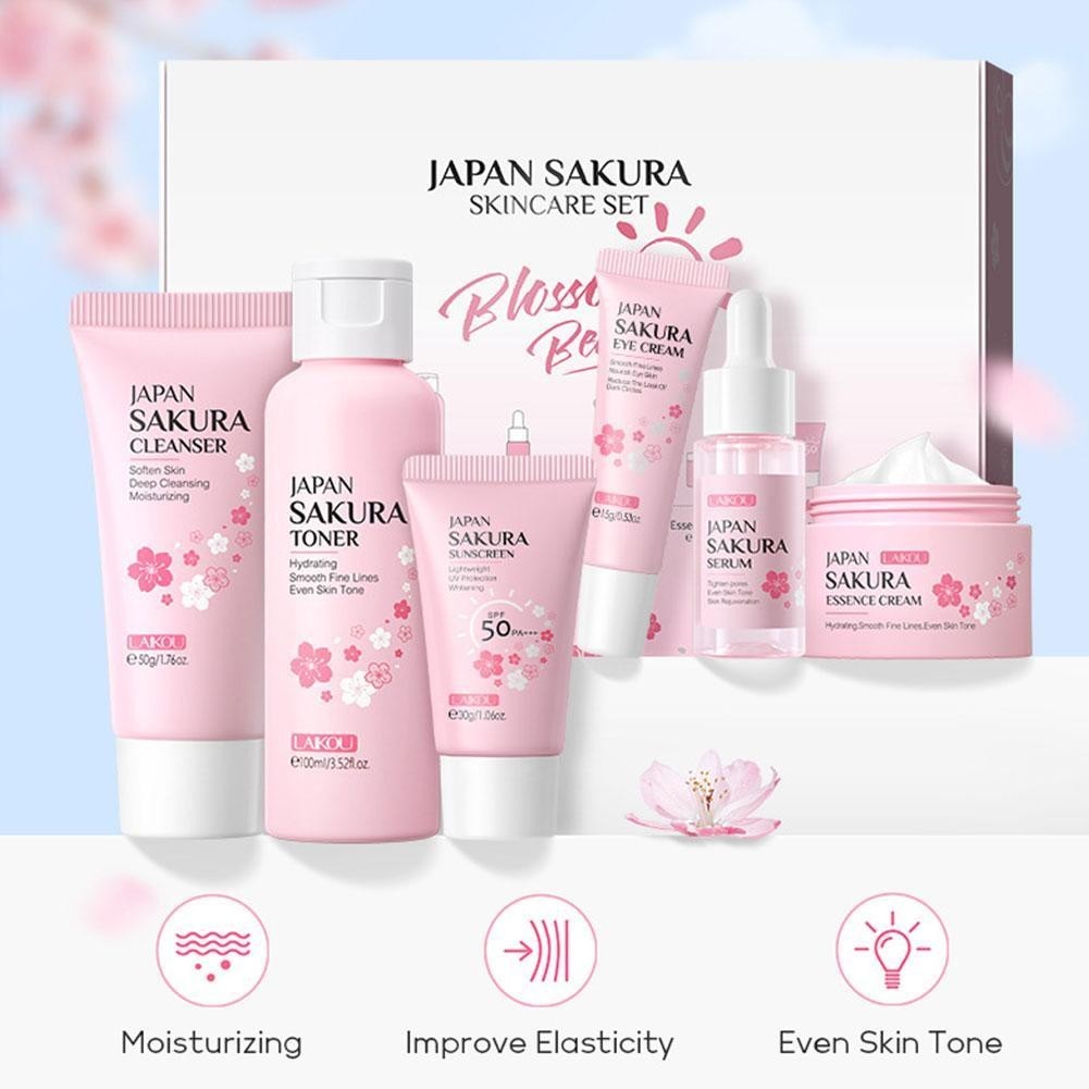 Japan Sakura Skin Care Set Rejuvenating Blemishes Fade Glowing Cream Moisturizer B4u8