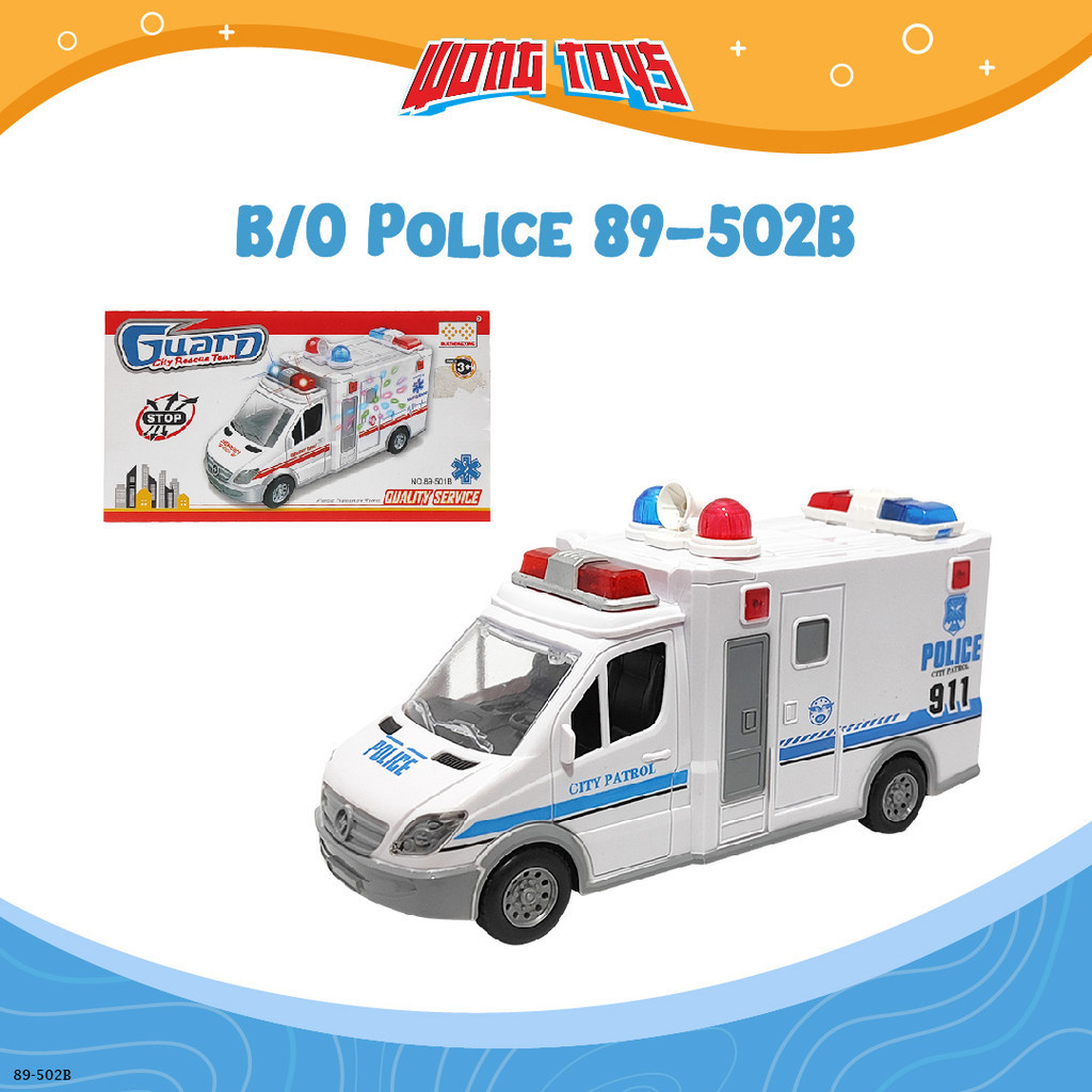 B/O Police 89-502B (89-502B) - ของเล่นรถทีมกู้ภัยในเมืองยามรถพยาบาล