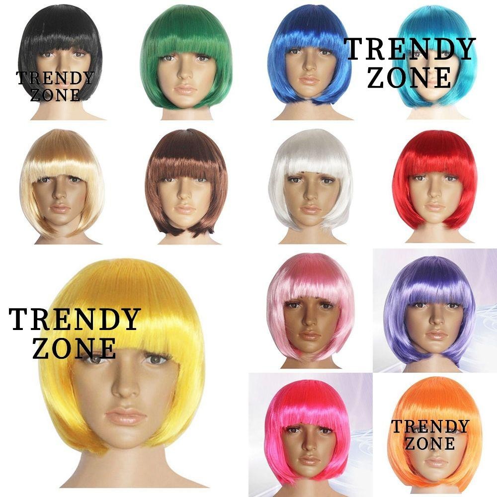 Trendyzone วิกผมบ๊อบ 14 สีปาร์ตี้ตรงฮาโลวีน