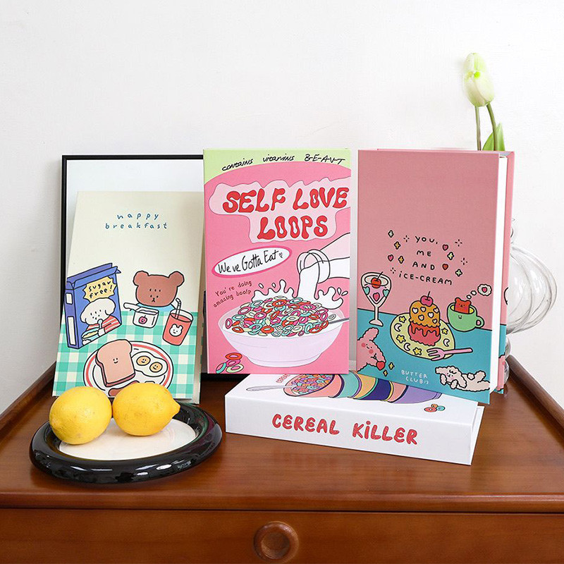 หมีน่ารักหนังสือปลอมครีมหวานสไตล์ Immulation Book เดสก์ท็อปตกแต่ง Photo Props ตกแต่งบ้าน