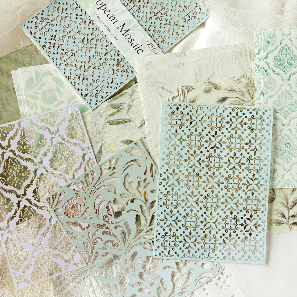 คุซโม 27ชิ้น/แพ็ค วินเทจสําเภาบันทึกภาพตัดปะกลวงวัสดุกระดาษ[ชุดศิลปะระหว่างกระดาษ]ทําเองอุปกรณ์สมุดภาพไดอารี่เดคโคกระดาษคาร์ฟท์ บูโจเครื่องเขียน