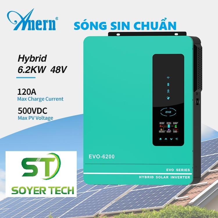 Hot Hybrid Solar Inverter Anern 48V-6200W On/Off Grid Tie 6.2KW 48V-120A MPPT-PV 90-500VDC พร้อมรุ่น