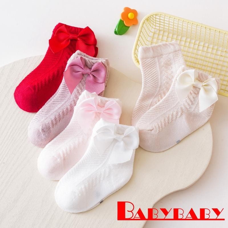 Bab-infants Girl Soft Thin Cotton Ankle Socks พร้อมโบว์