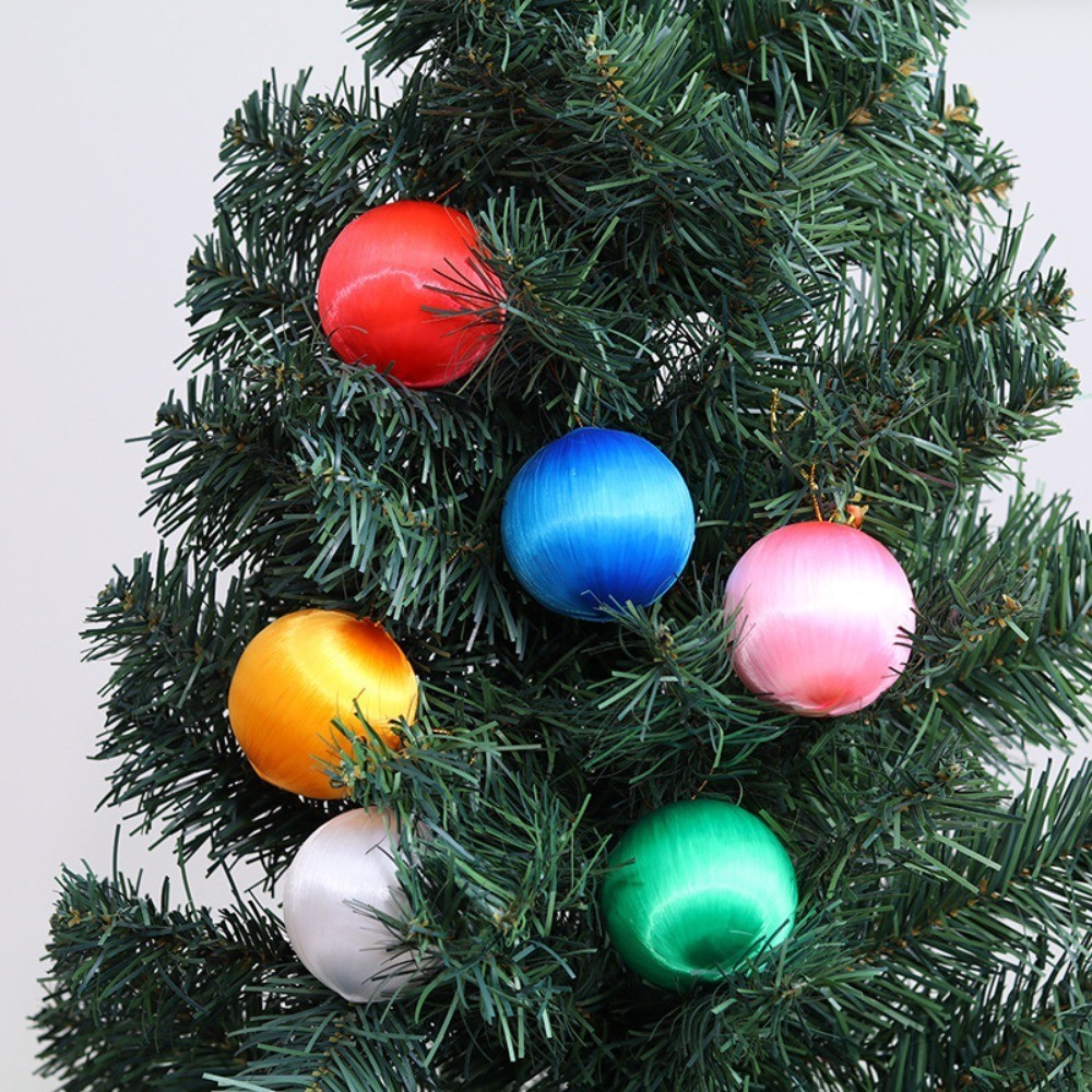 6/12pcs ด้ายผ้าไหมลูกจี้คริสต์มาส Snowball Decor สีสันคริสต์มาสจี้เครื่องประดับต้นคริสต์มาสตกแต่ง Xmas