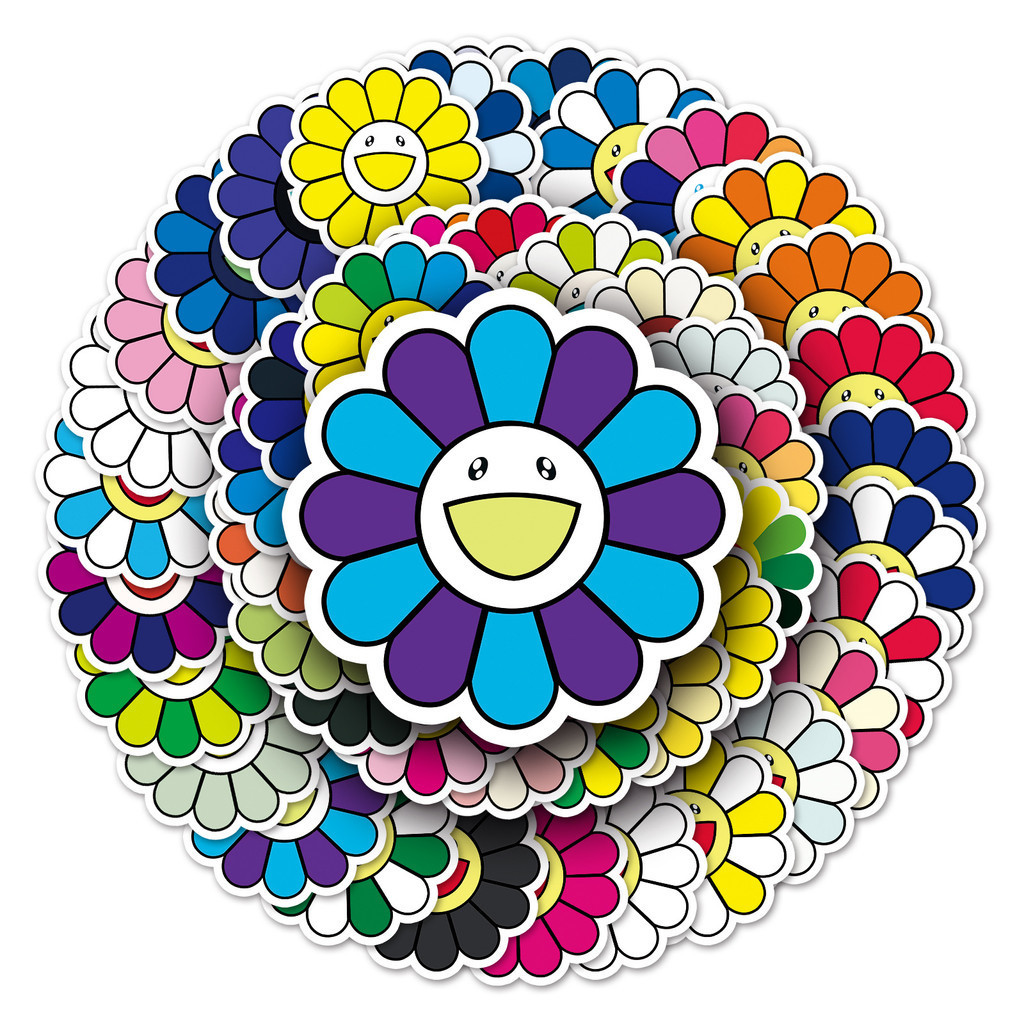 🎭พร้อมส่ง🎭 50ชิ้น สติกเกอร์ Murakami Flower ดอกไม้มุราคามิ Kaikai Kiki ดอกทานตะวัน Sticker กันน้ำ - รูปที่ 3